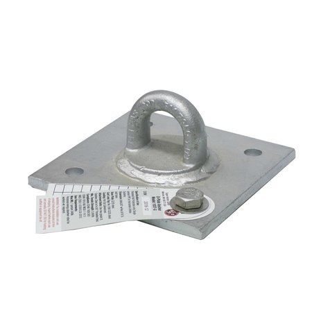 SUPER ANCHOR SAFETY 6"x6"x3/8" HDG D-Plate Anchor w/1090 Loop Top 1-3/8"i.d. 1037-G